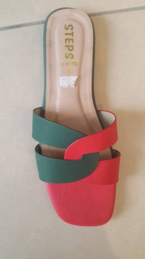 pink green chappals