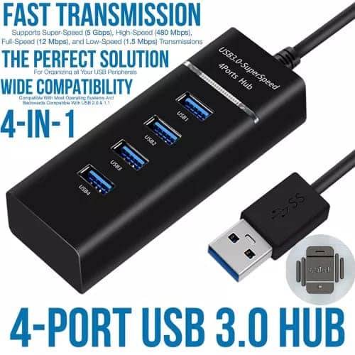 USB 3.0 Hub 4 Ports High Speed usb 3.0 port Hub Splitter Fast Data Transfer USB Hub